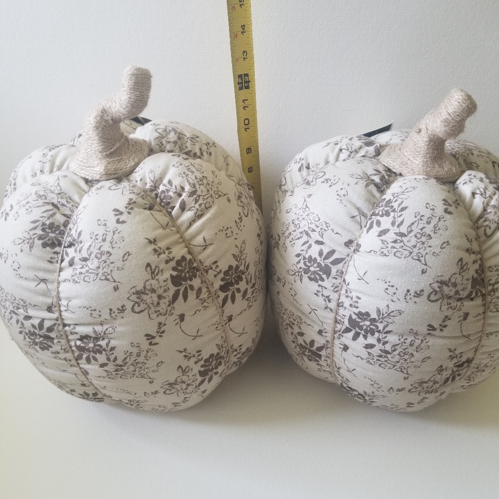 2 New Fabric, Stone, & Jute Large Pumpkins